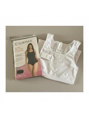 Curveez Shapewear Tank Set 2 Black White XL Control Seamless NWT